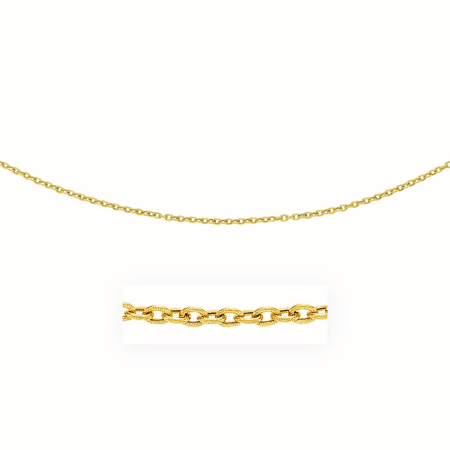 14k Yellow Gold Pendant Chain with Textured Links (3.30 mm)