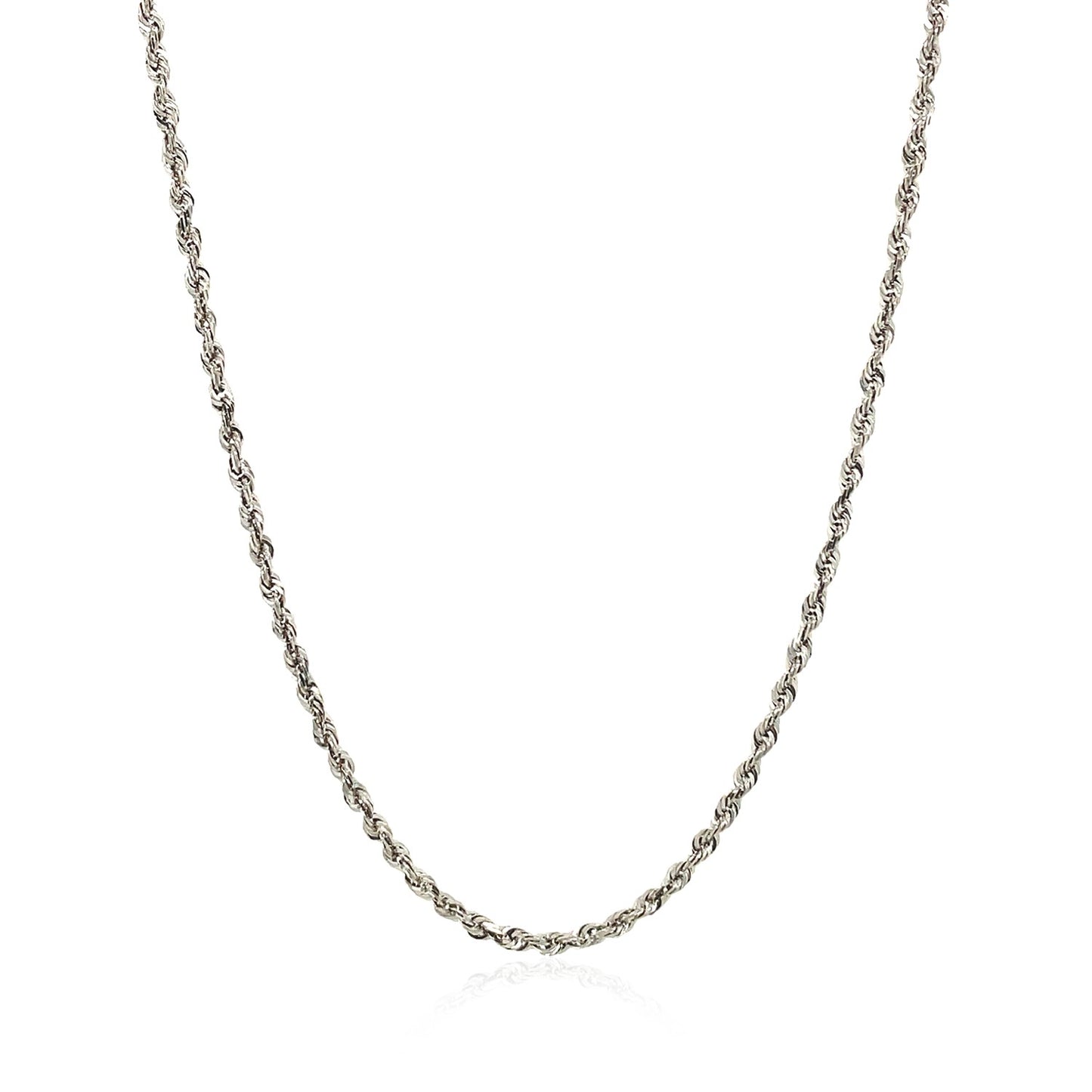 14k White Gold Solid Diamond Cut Rope Chain (1.80 mm)