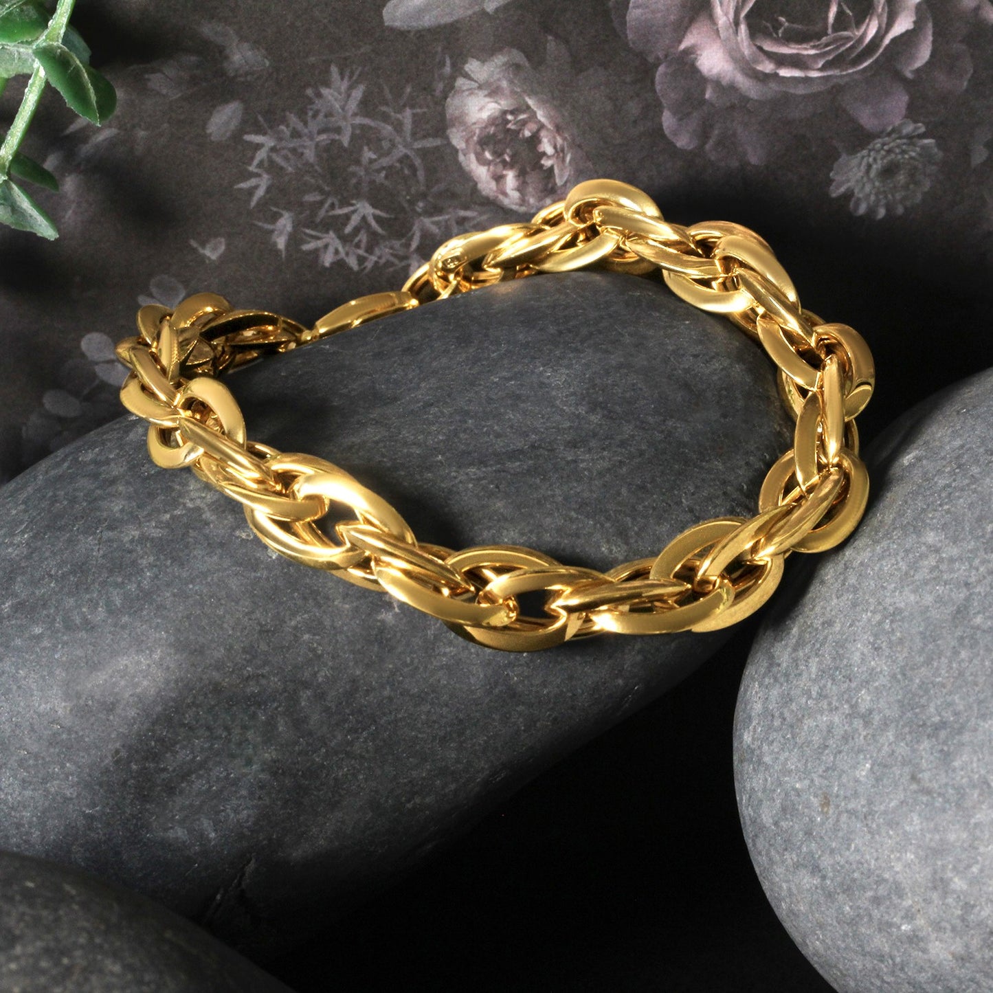 Double Oval Link Chain Bracelet in 14k Yellow Gold (10.00 mm)