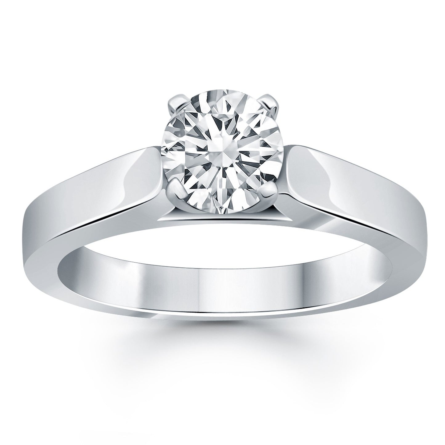 14k White Gold Wide Cathedral Solitaire Engagement Ring