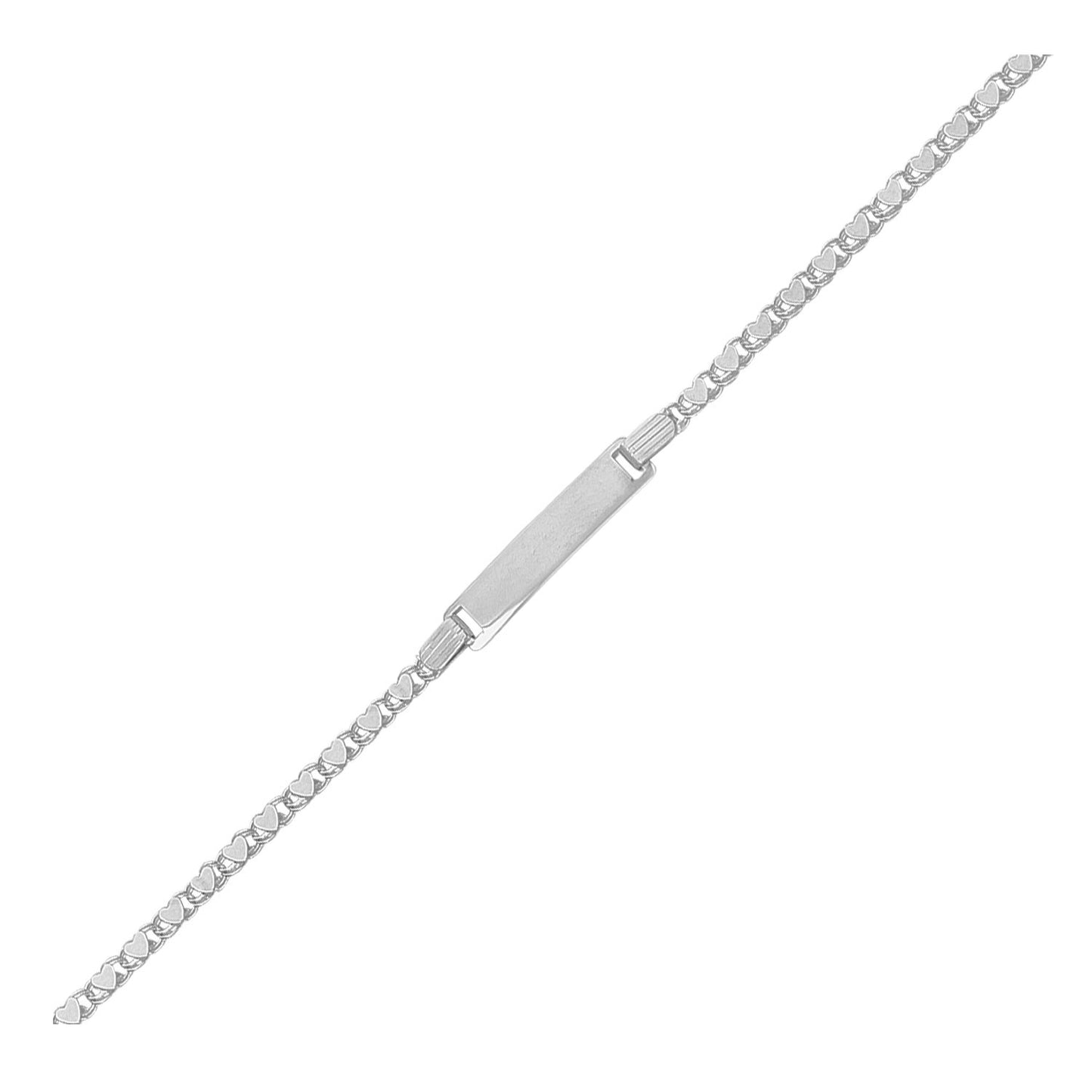 14k White Gold Childrens Heart Link ID Bracelet