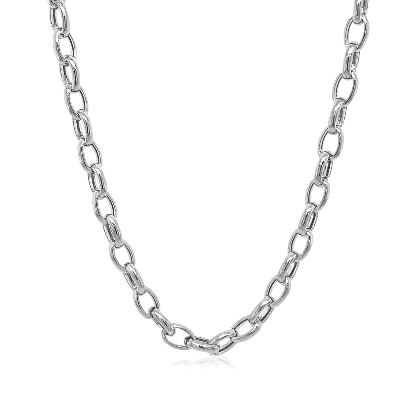 14k White Gold Oval Rolo Chain (4.60 mm)