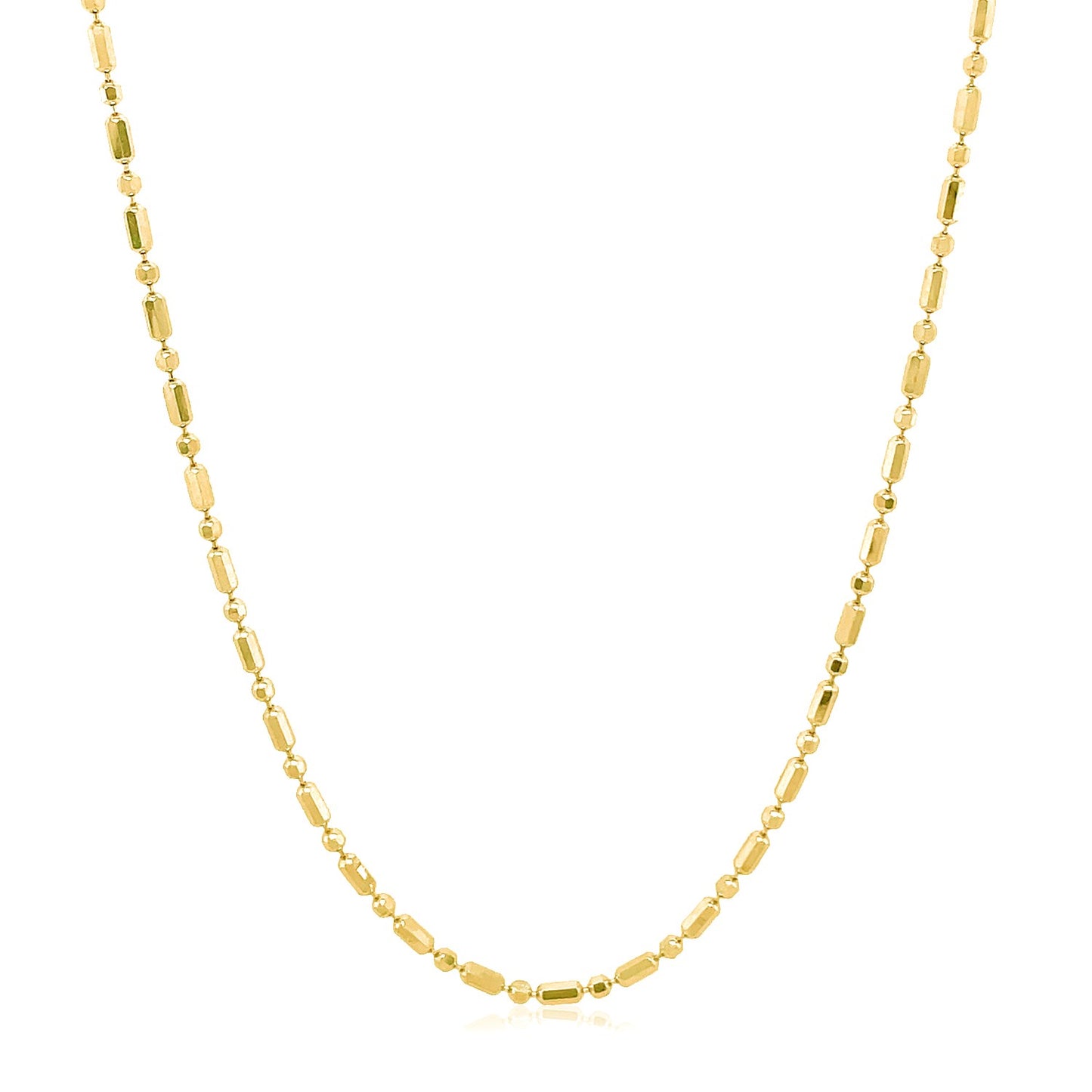 14k Yellow Gold Diamond-Cut Alternating Bead Chain (1.30 mm)