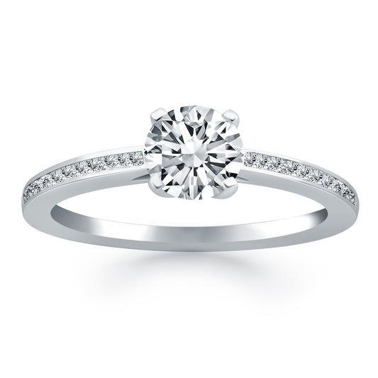 14k White Gold Channel Set Cathedral Engagement Ring