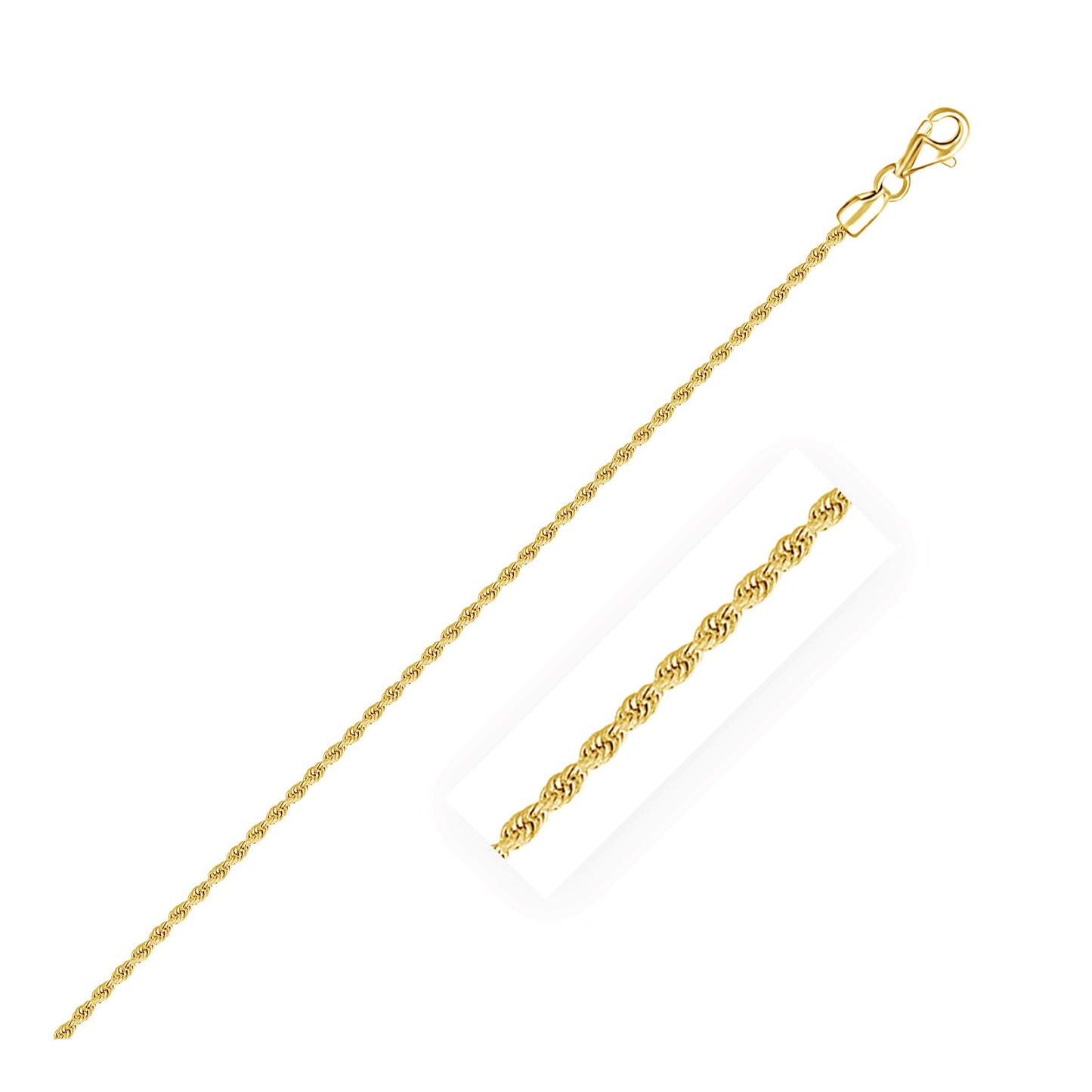 14k Yellow Gold Solid Diamond Cut Rope Chain (1.80 mm)