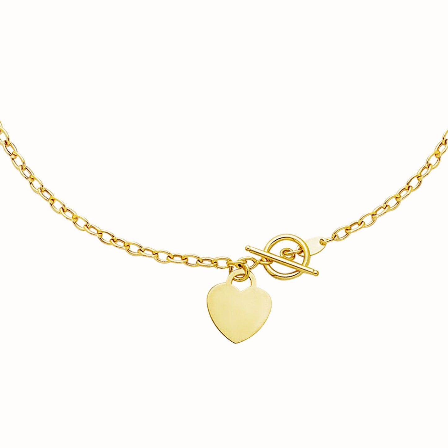 Toggle Bracelet with Heart Charm in 14k Yellow Gold (4.80 mm)