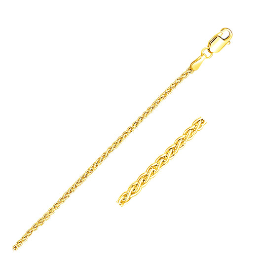 14k Yellow Gold Round Wheat Chain (2.10 mm)