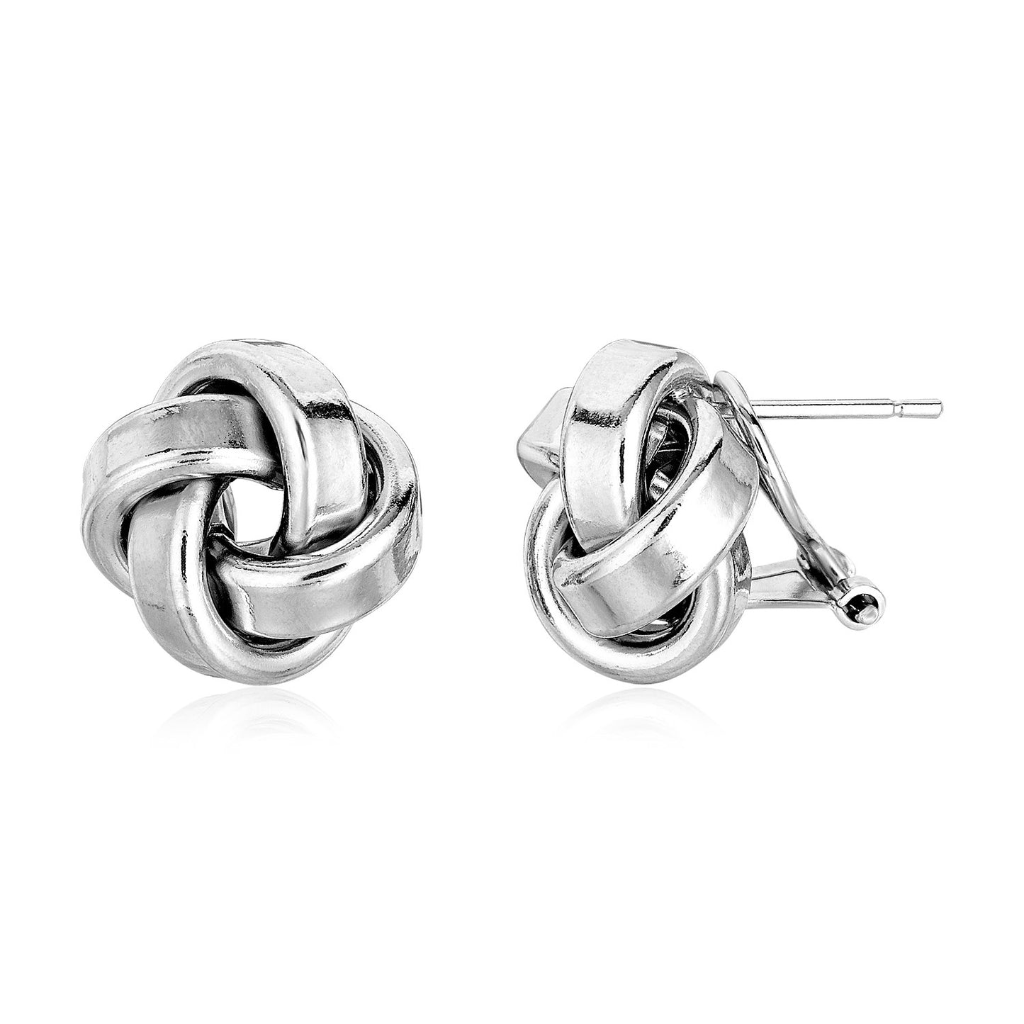 Large Sterling Silver Polished Love Knot Earrings(13mm)