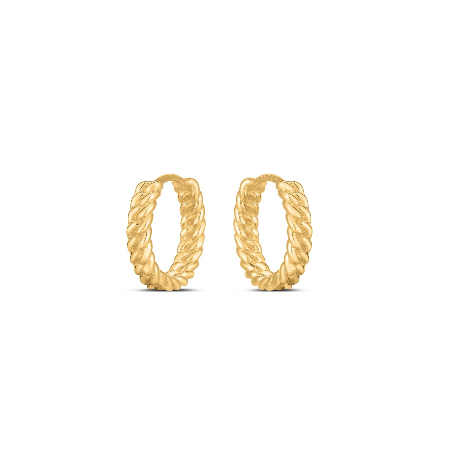 14k Yellow Gold Braided Huggie Hoops(3x12mm)