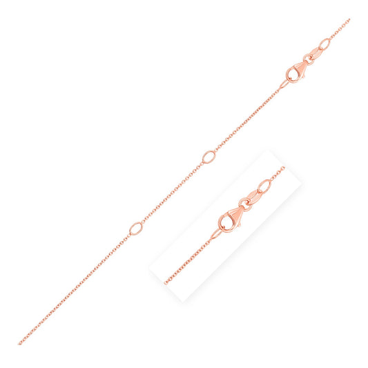 Double Extendable Cable Chain in 14k Rose Gold (0.97 mm)