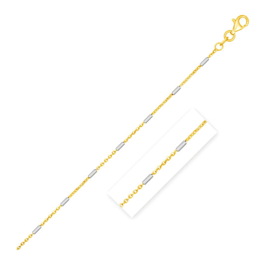 Bar Links Pendant Chain in 14k Two Tone Gold (1.00 mm)