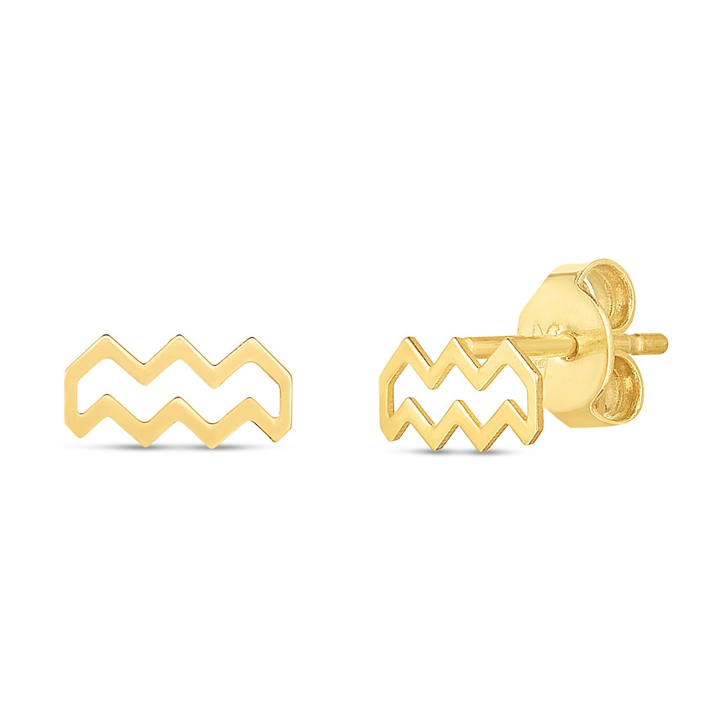 14K Yellow Gold Aquarius Stud Earrings