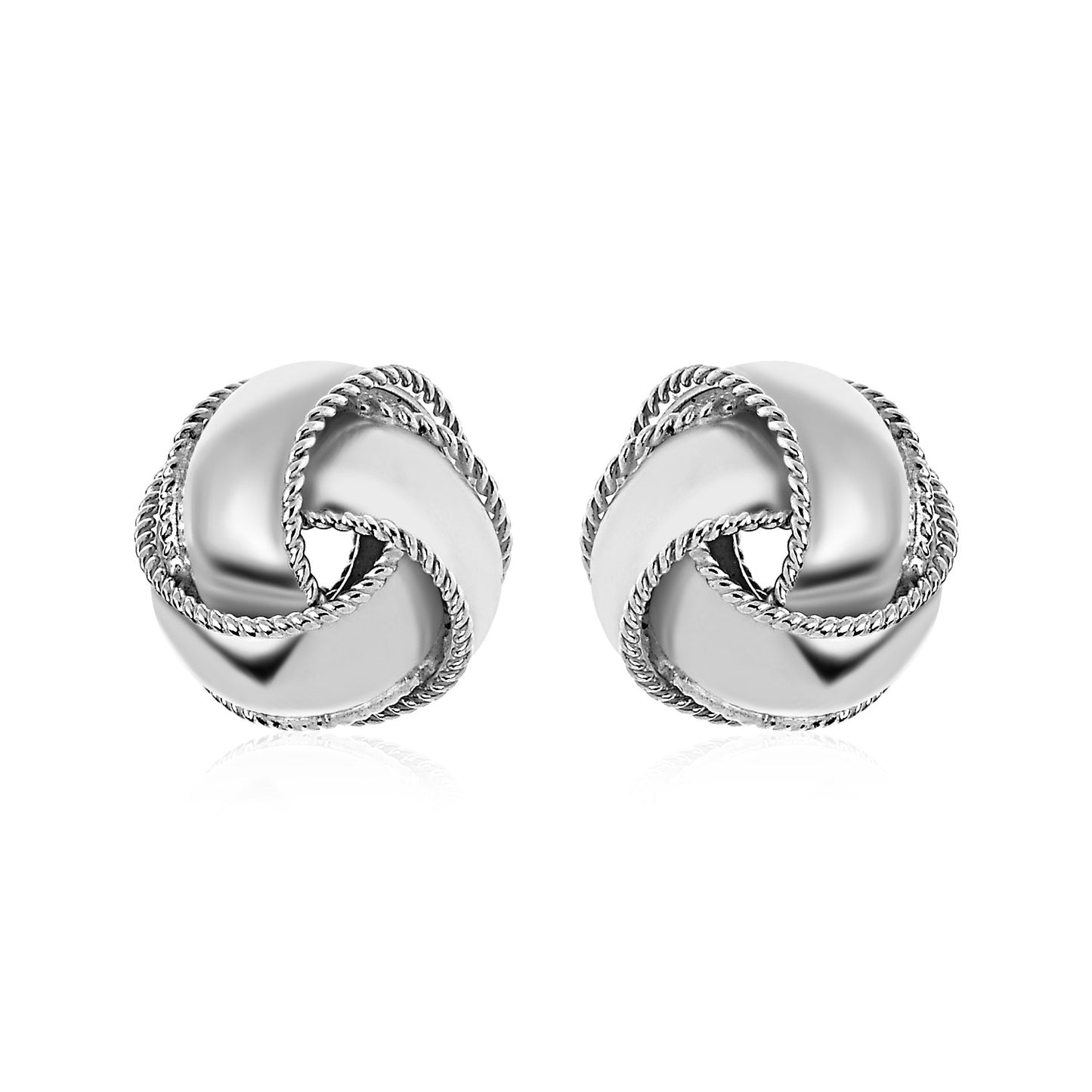 Textured and Polished Love Knot Earrings in Sterling Silver(13mm)