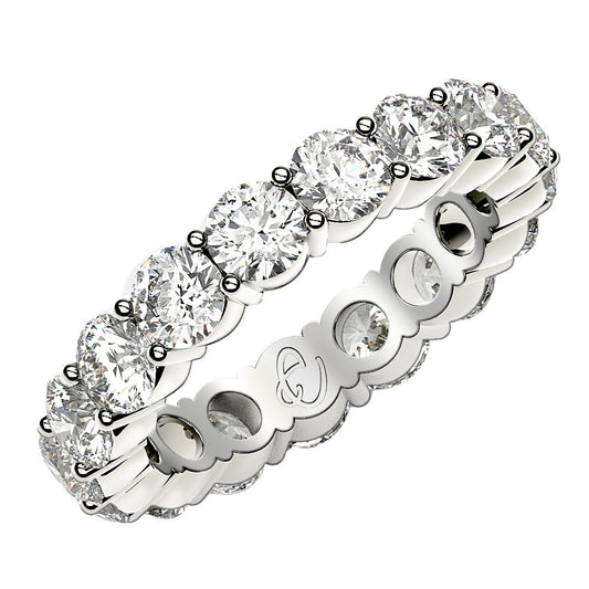 Round Cut Lab Grown Diamond Eternity Ring in 14k White Gold (3 cttw FG/VS2)