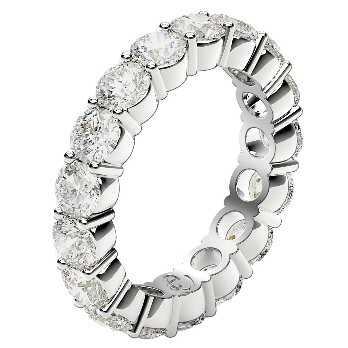 Round Cut Lab Grown Diamond Eternity Ring in 14k White Gold (3 cttw FG/VS2)