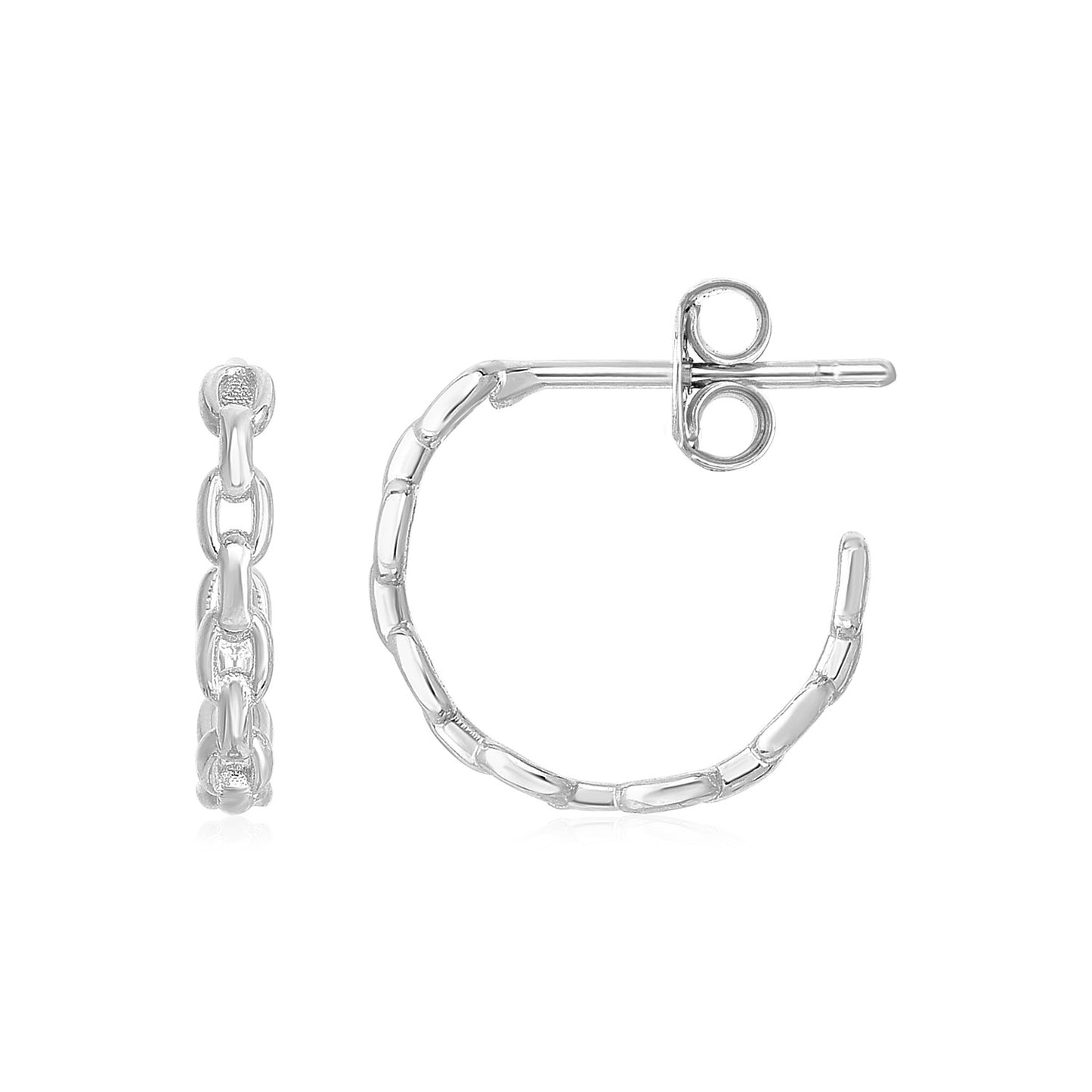 14k White Gold Delicate Chain Hoop Earrings