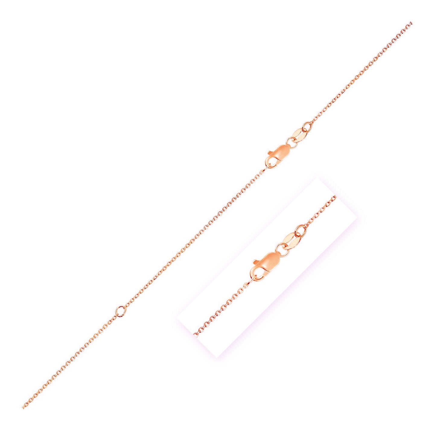 14k Rose Gold Adjustable Cable Chain (1.10 mm)