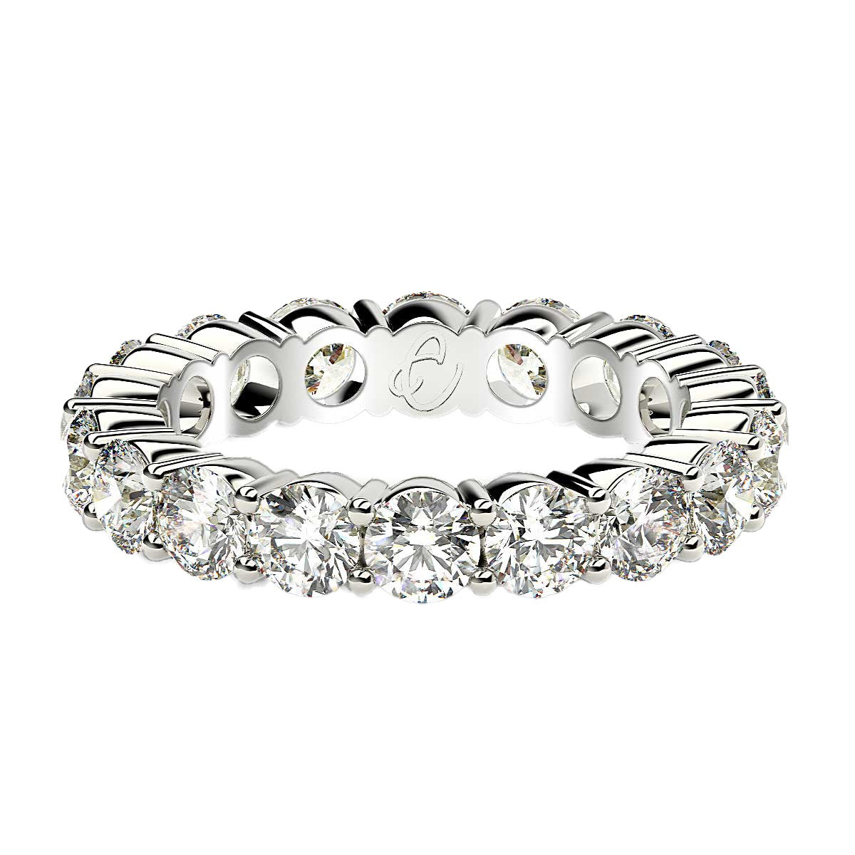 Round Cut Lab Grown Diamond Eternity Ring in 14k White Gold (2 cttw FG/VS2)