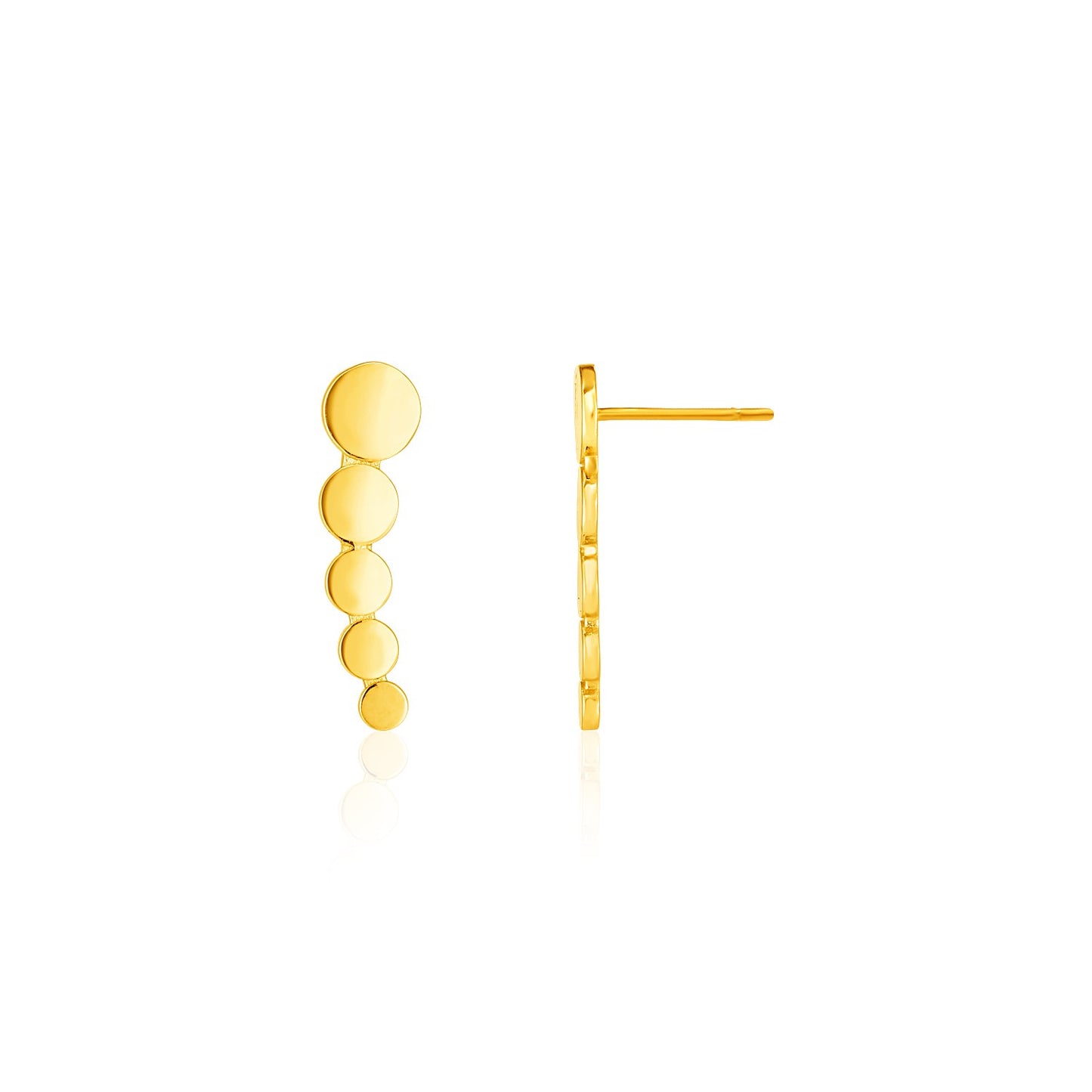 14k Yellow Gold Graduated Circles Climber Post Earrings