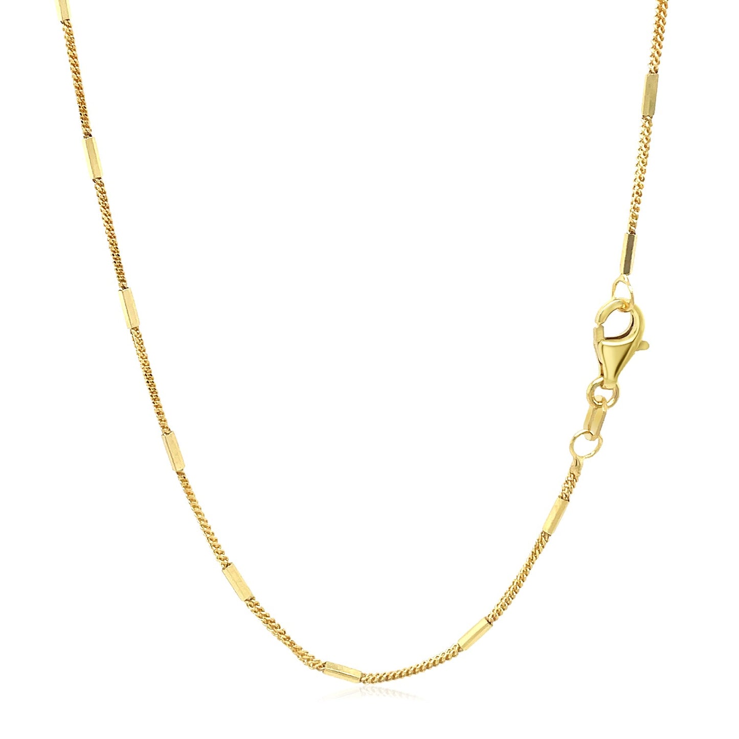 Diamond Cut Bar Links Pendant Chain in Yellow Gold (1.30 mm)