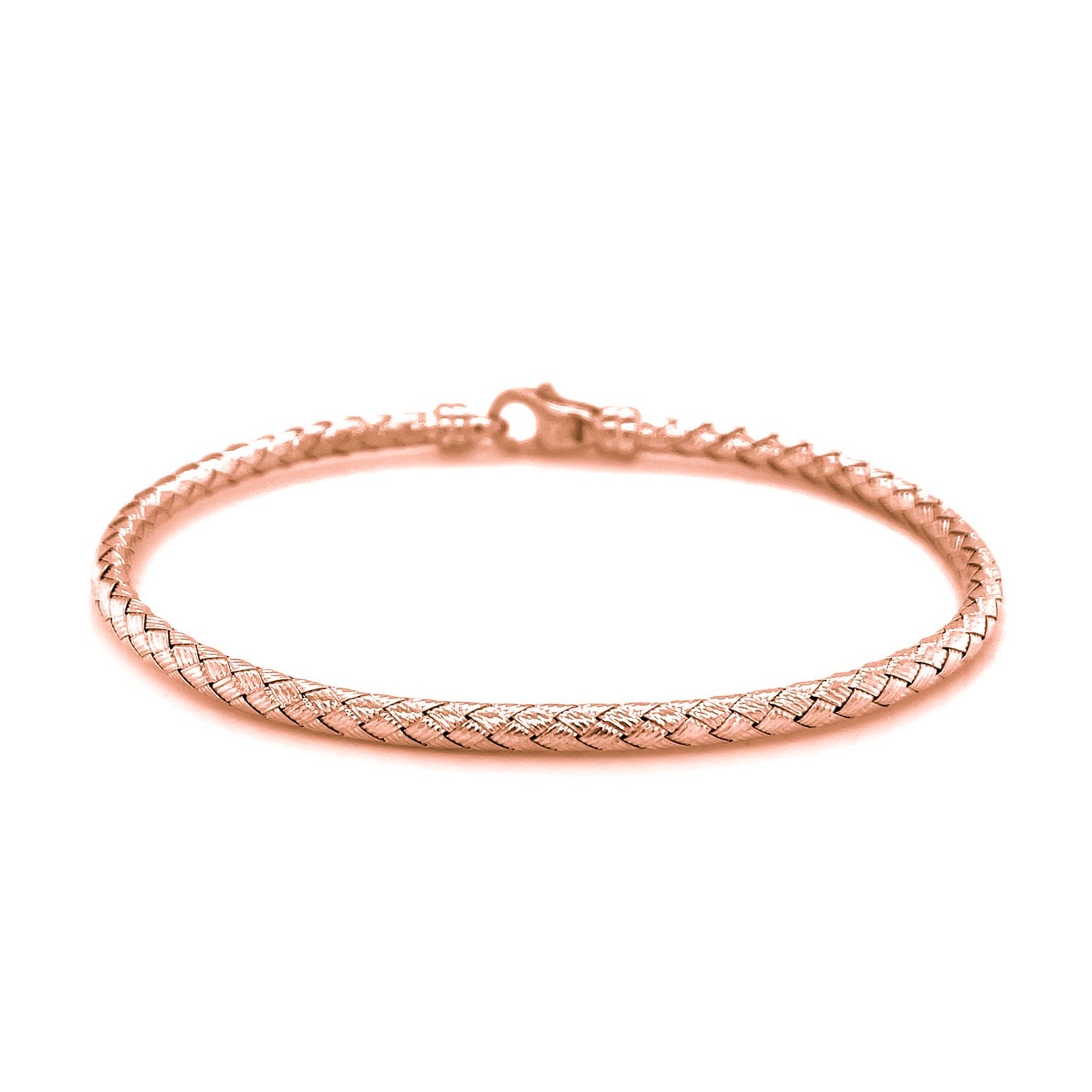 14k Rose Gold Fancy Weave Motif Bangle (3.40 mm)