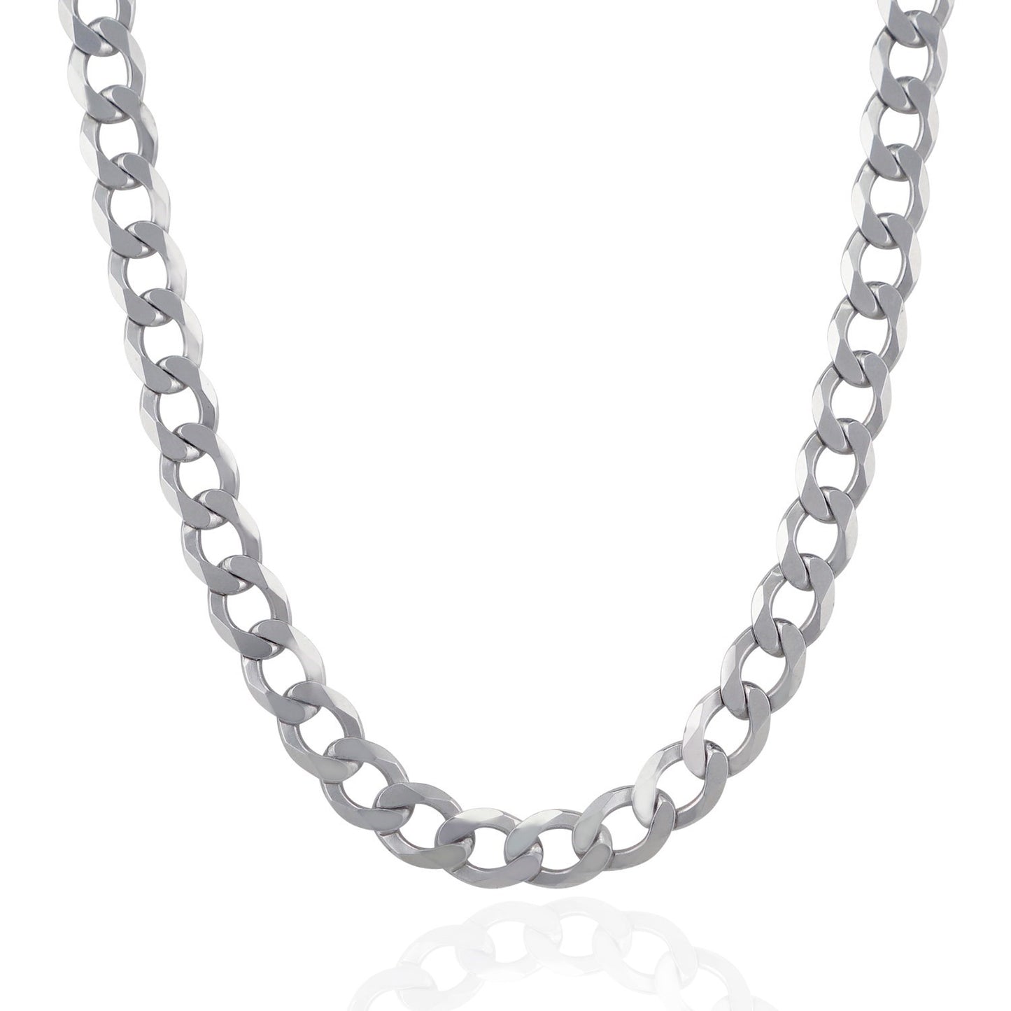 Rhodium Plated Sterling Silver Curb Style Chain (11.60 mm)