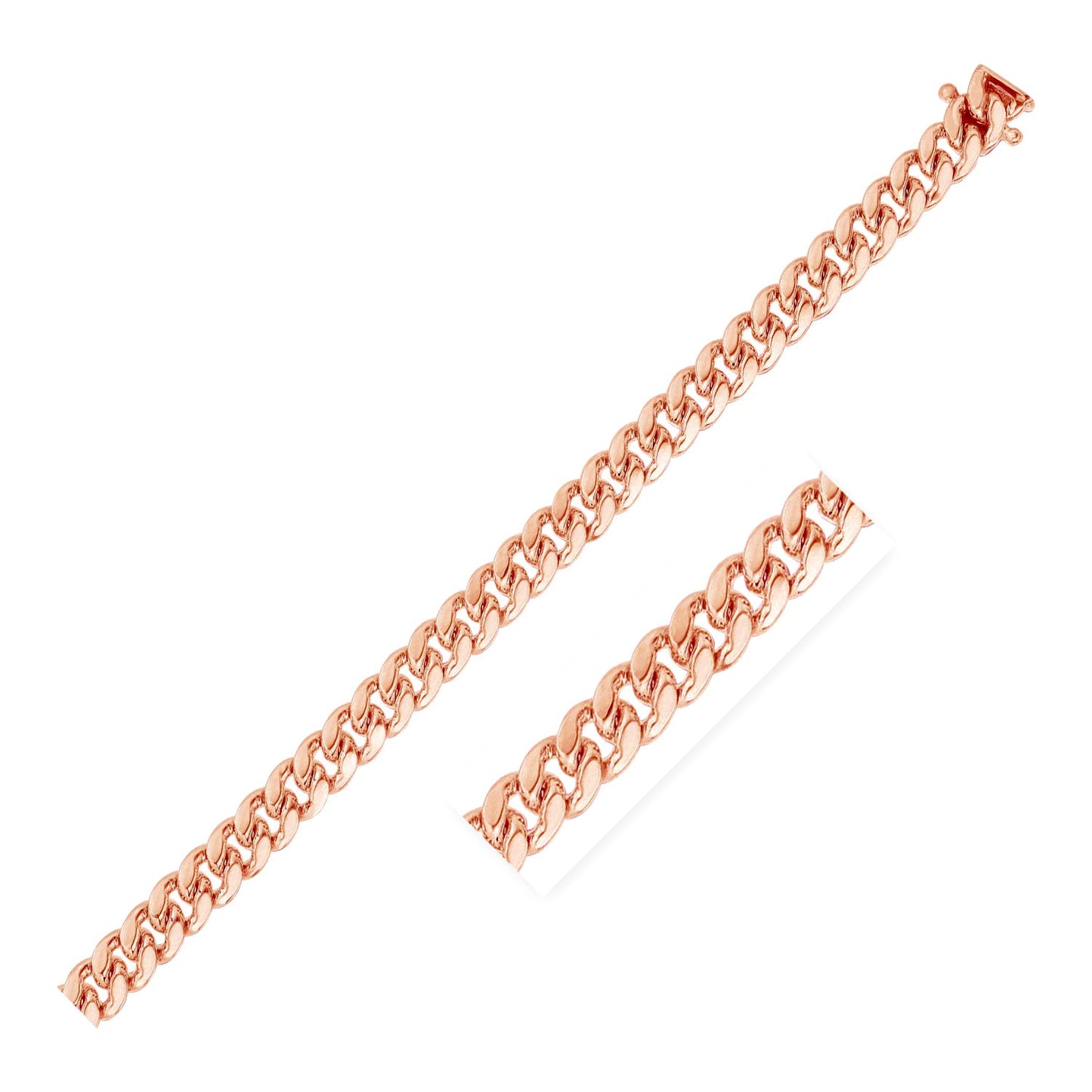 14k Rose Gold Classic Miami Cuban Solid Bracelet (6.10 mm)