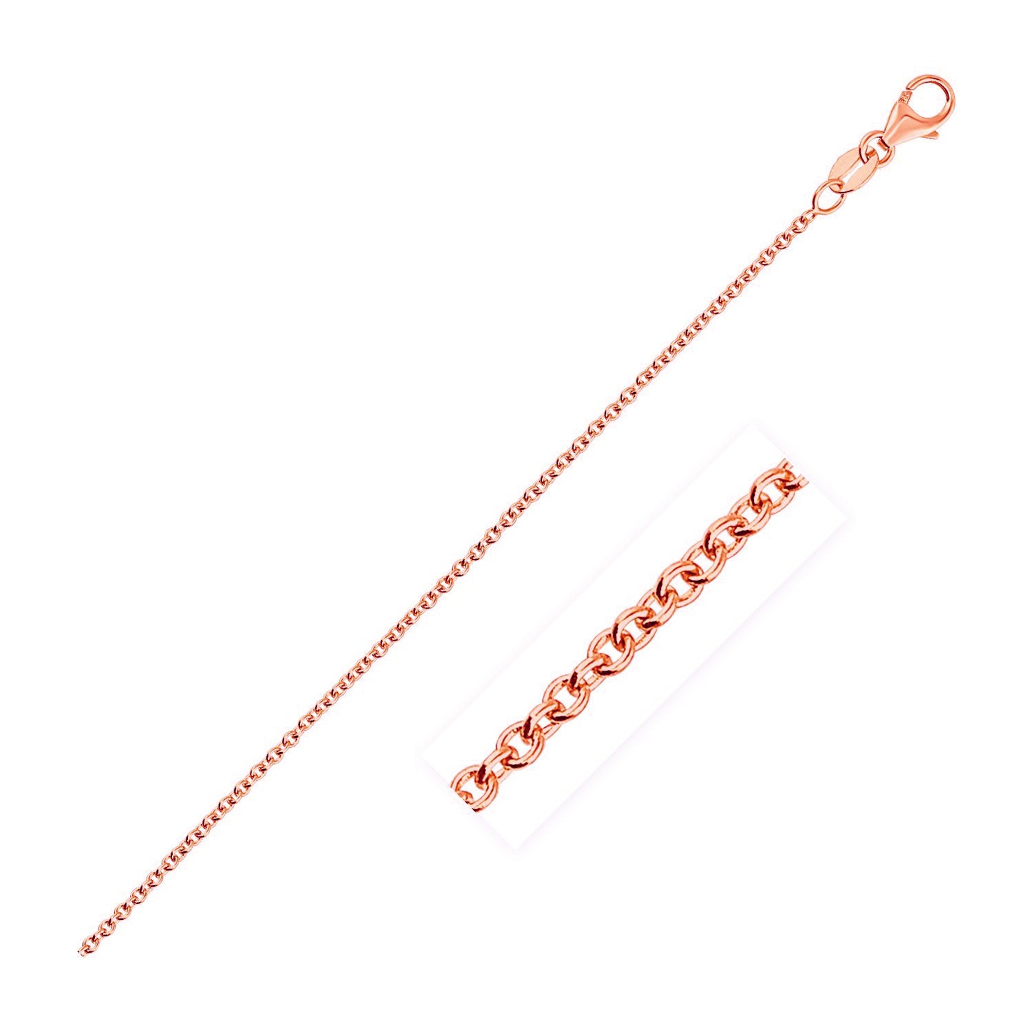 14k Rose Gold Round Cable Link Chain (1.25 mm)