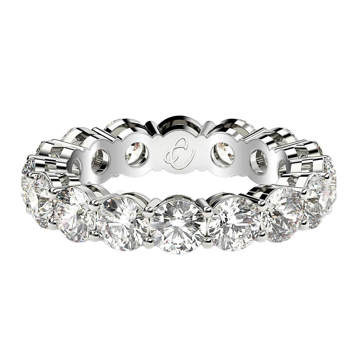 Round Cut Lab Grown Diamond Eternity Ring in 14k White Gold (4 cttw FG/VS2)