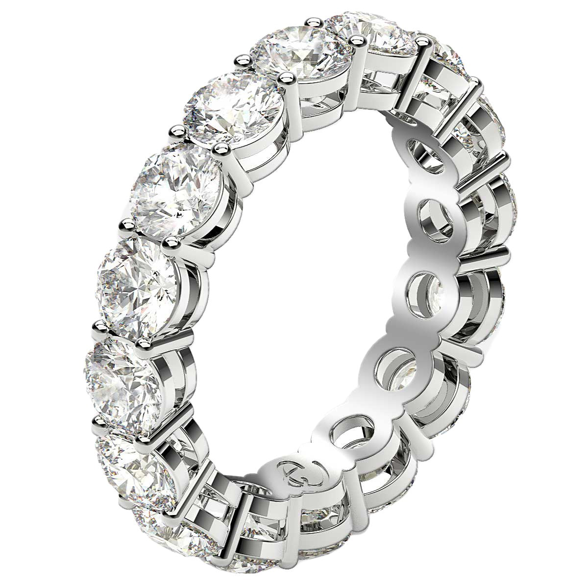 Round Cut Lab Grown Diamond Eternity Ring in 14k White Gold (4 cttw FG/VS2)