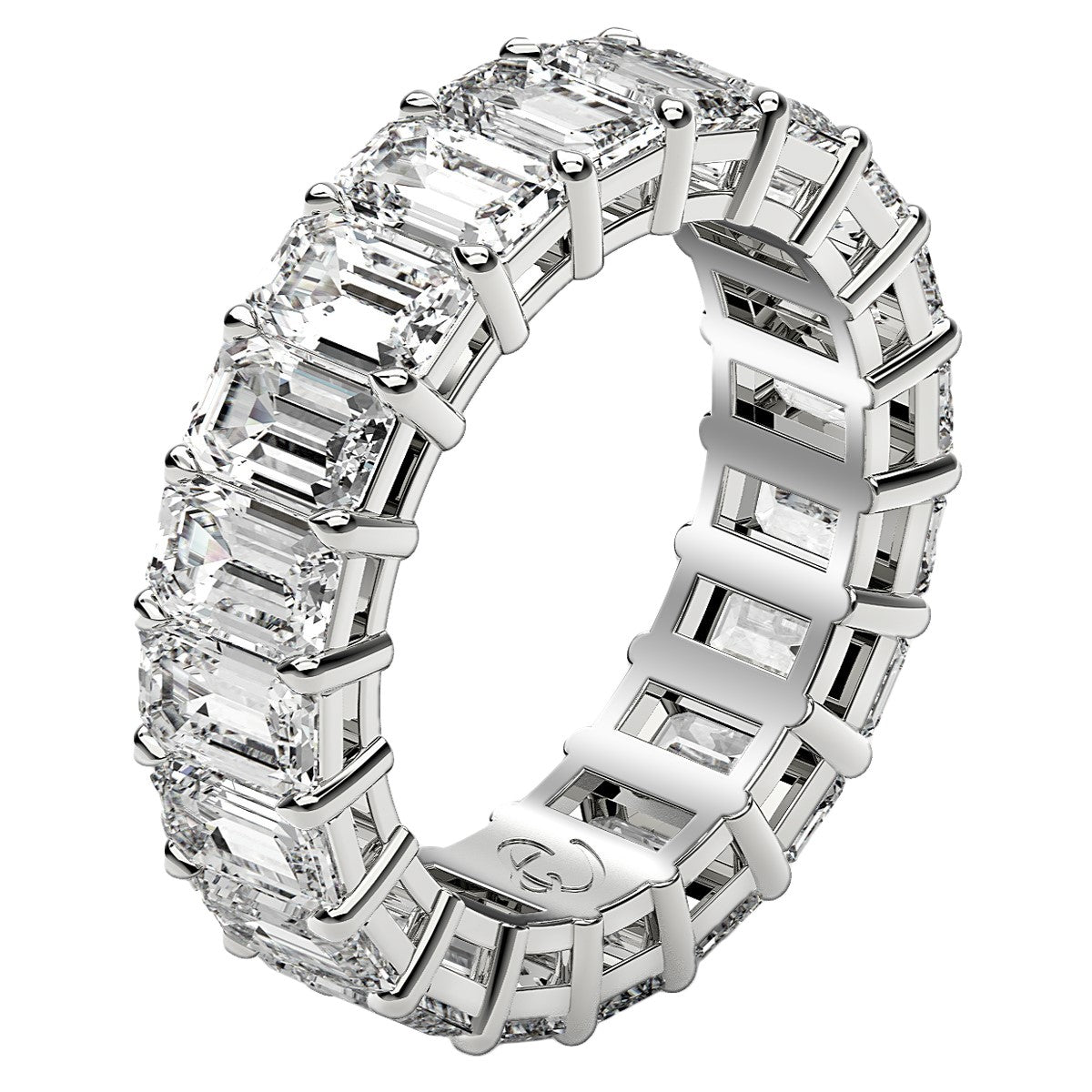 Emerald Cut Lab Grown Diamond Eternity Ring in 14k White Gold (7 cttw FG/VS2)