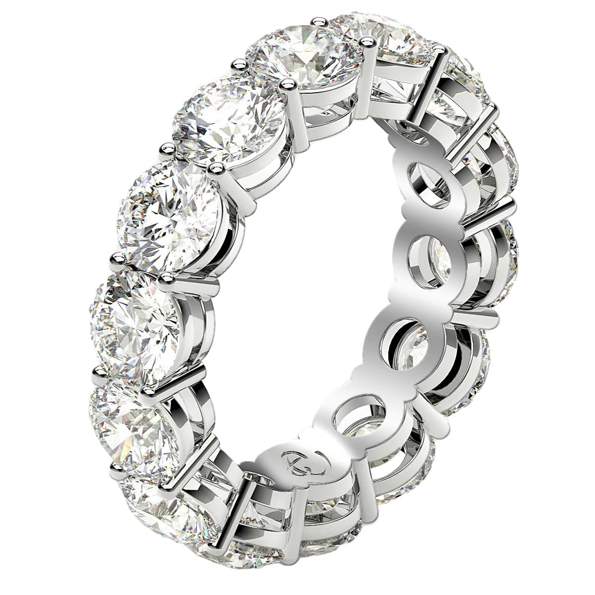 Round Cut Lab Grown Diamond Eternity Ring in 14k White Gold (6 cttw FG/VS2)