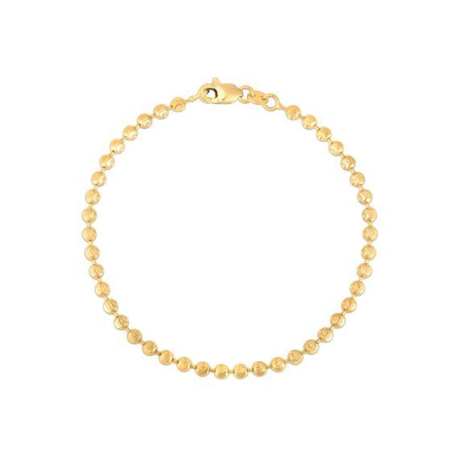 Moon Cut Bead Chain Bracelet in 14k Yellow Gold  (3.00 mm)