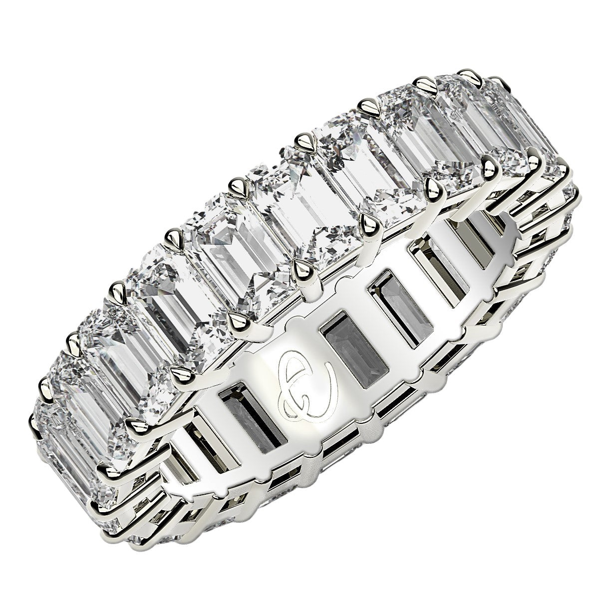 Emerald Cut Lab Grown Diamond Eternity Ring in 14k White Gold (6 cttw FG/VS2)