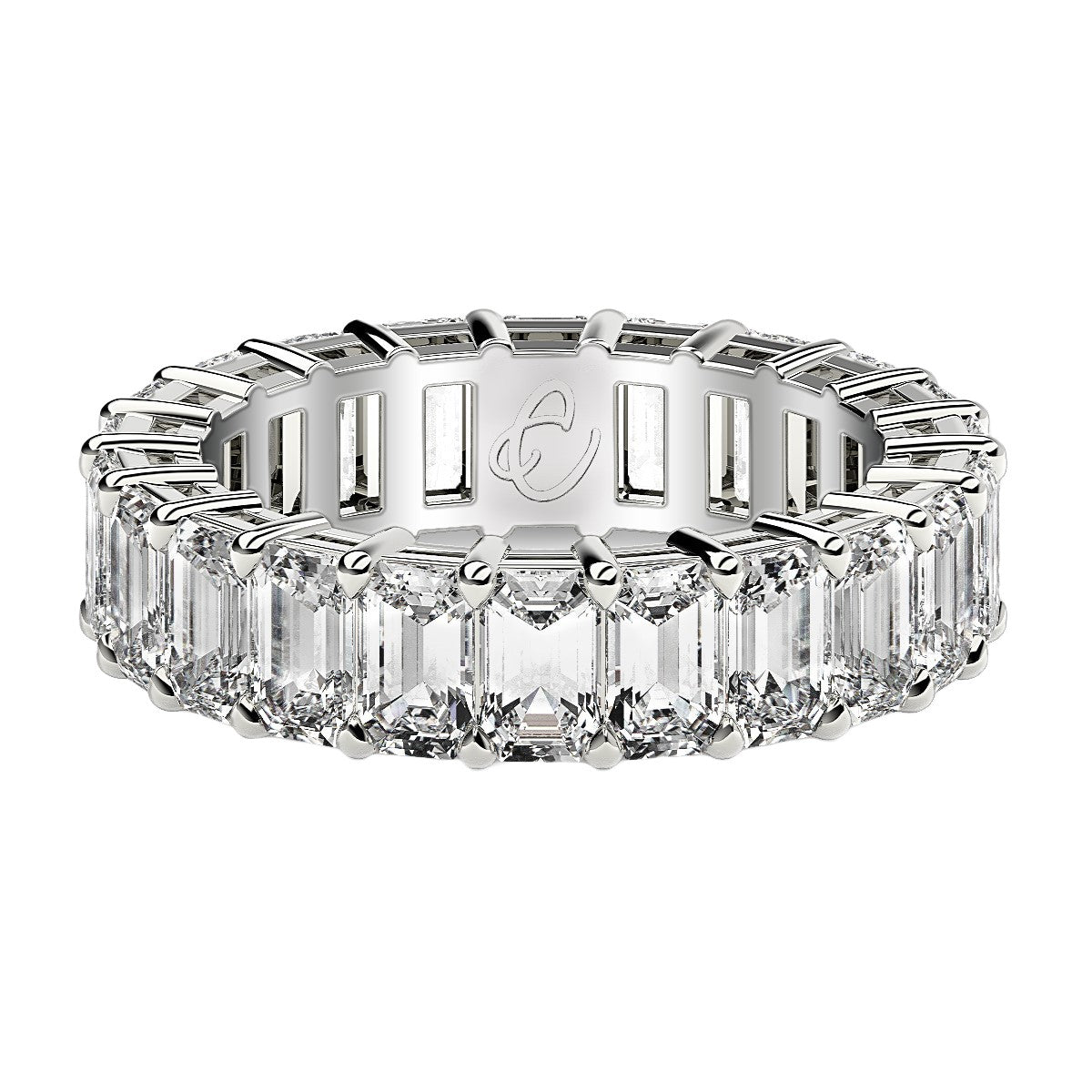 Emerald Cut Lab Grown Diamond Eternity Ring in 14k White Gold (6 cttw FG/VS2)